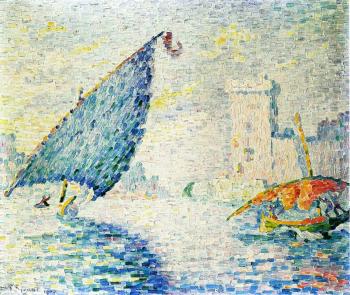 (image for) Handmade oil painting Copy paintings of famous artists Paul Signac's painting, Marseille, Fishing Boat